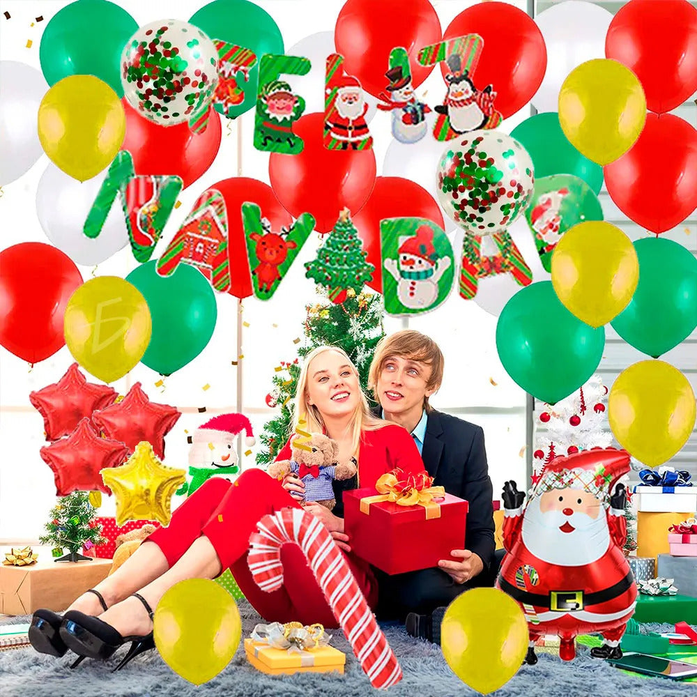 Conjunto Completo De Globos Navideños Para Decoración
