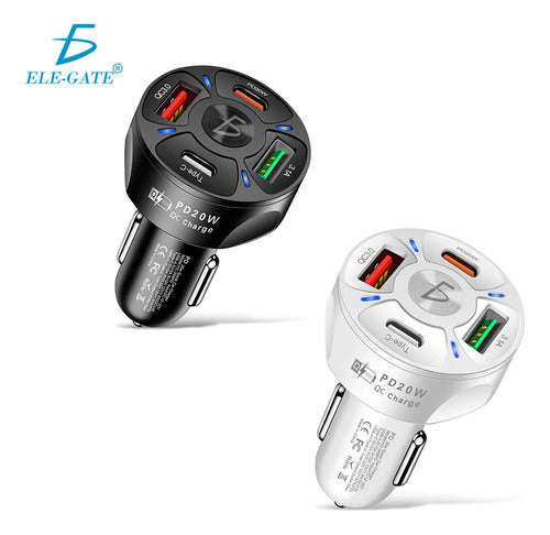 Multicargador Para Automovil Coche Qc3.0 Pd 20w Usb3.1a