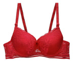 Brasier con encaje y push up con tirantes ajustables rojo M