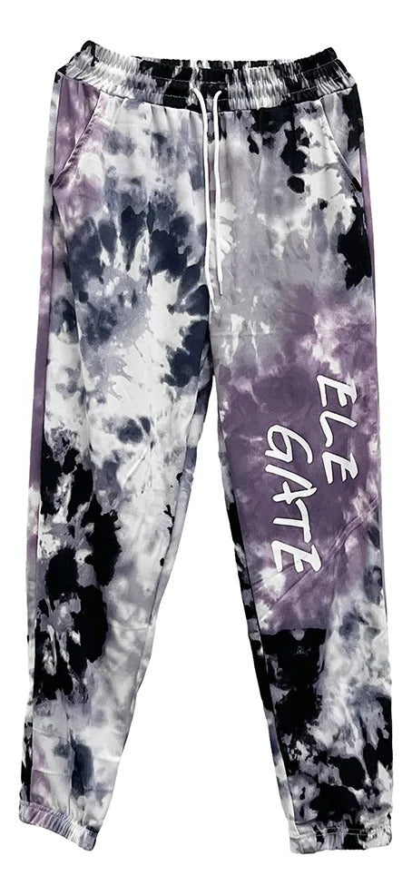 Joggers Tie Dye Con Cinta Ajustable Azul M