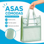 Bolsa Organizadora Transparente Con Asas Y Bolsillo Frontal Rosa