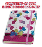 Cuaderno Con Corazones Estilo Coquete Con 75 Hojas De Rayas