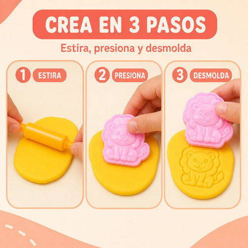 Set De Plastilina Infantil Con 6 Moldes 3d De Animales