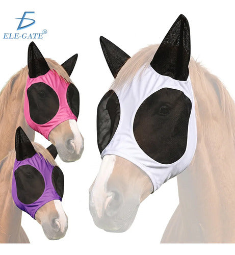 Máscara Antimoscas Para Caballo Con Cubreorejas 35 × 38 Cm Violeta