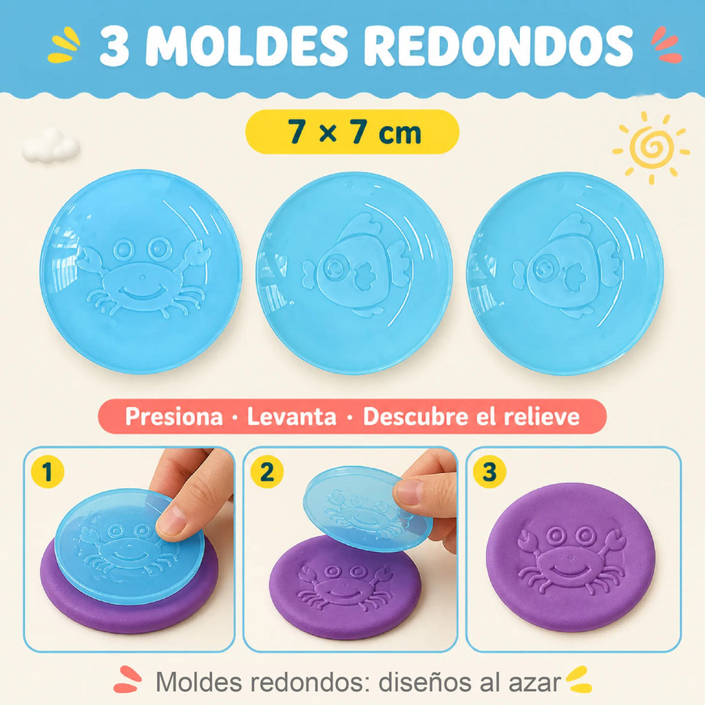 Kit De Plastilina Infantil Con Moldes De Frutas Y Verduras
