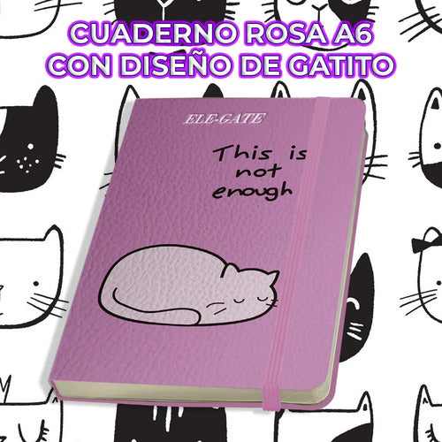 Cuaderno Rosa Estilo Kawaii Compacto Con 75 Hojas Rayadas