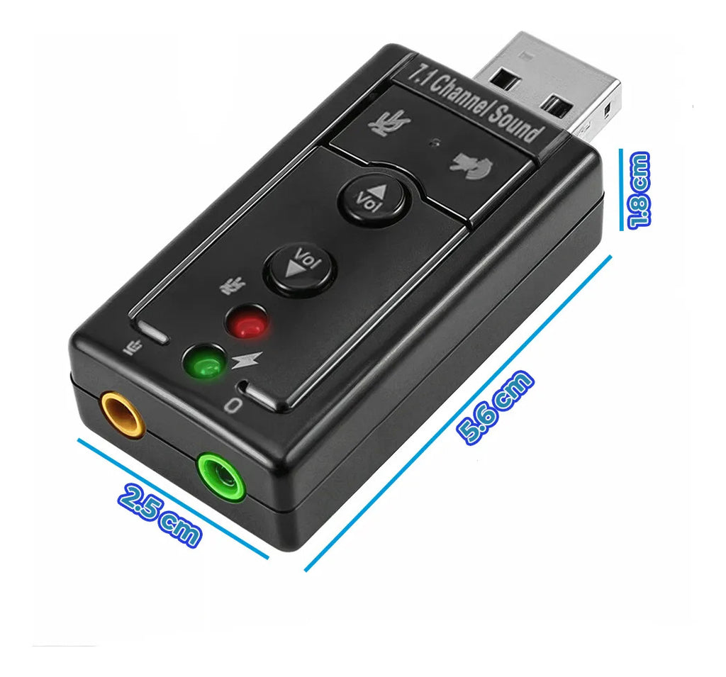 Adaptador Usb 2.0 Tarjeta De Sonido 7.1 Canales Audio 3d Pc