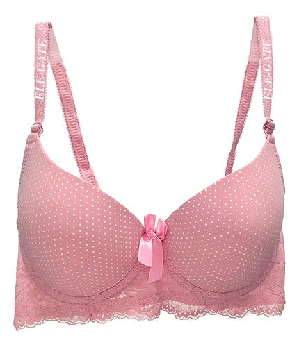 Brasier Con Diseño De Puntos Con Espalda De Encaje Rosa M
