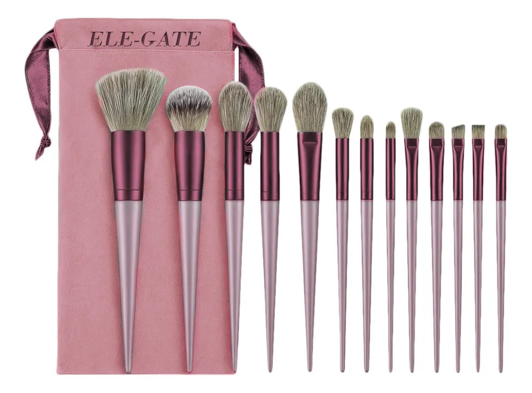 Set De 13 Brochas De Maquillaje Con Mango Barnizado Azul
