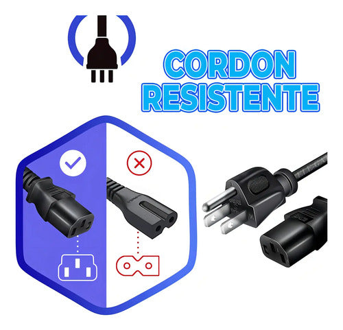 Cable De Alimentación Para Monitor, Cpu, Impresora, Tv Ele-gatewi.62 De 1m De Largo