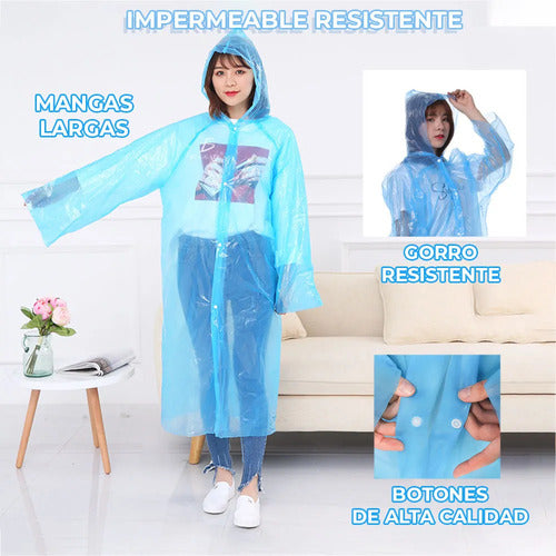 Capa Impermeable Portatil Para Lluvia Mujer Rojo M