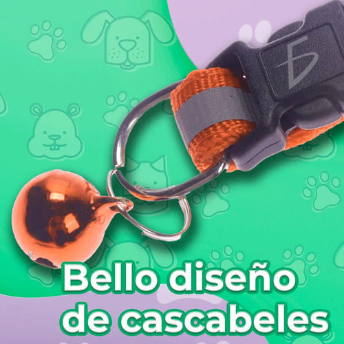Collar Reflectante Con Campana Para Mascotas Ajustable