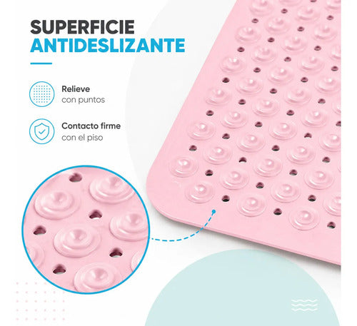 Tapete De Baño 69 X 39 Cm Con Ventosas Y Zona De Masaje