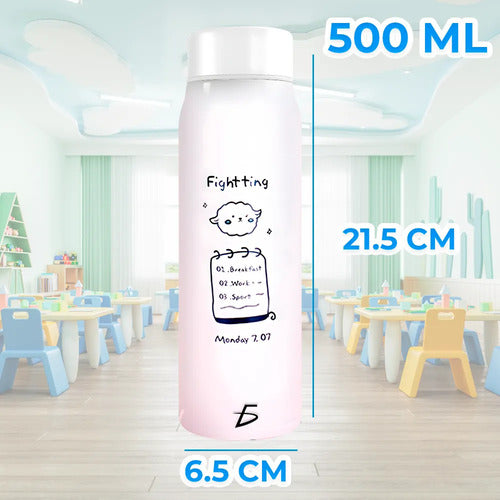 Botella De Agua Kawaii Esmerilada De 500 Ml De Acero
