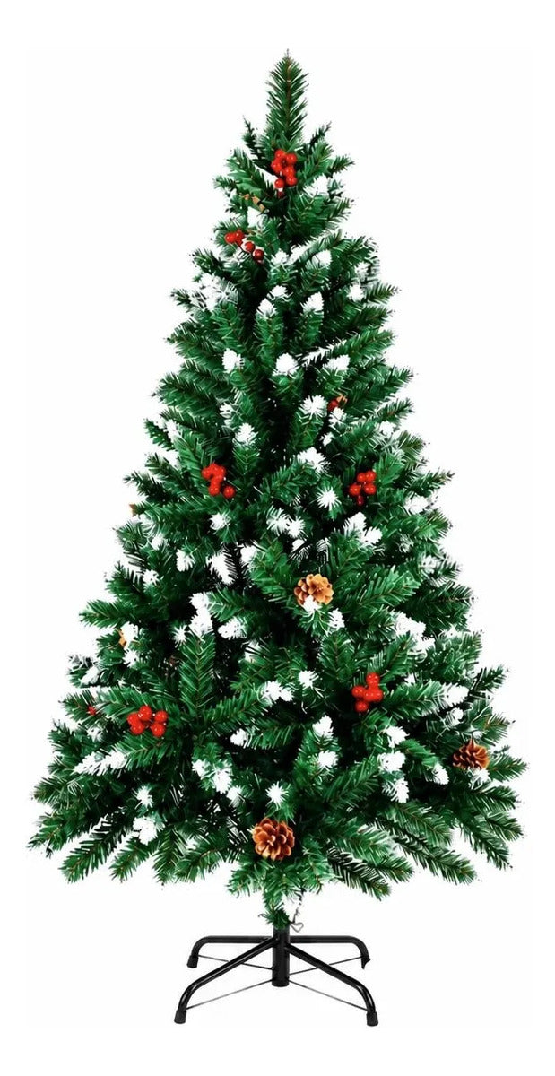 Árbol De Navidad Artificial Verde Con Efecto Nevado Piñas Y
