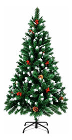 Árbol De Navidad Artificial Verde Con Efecto Nevado Piñas Y