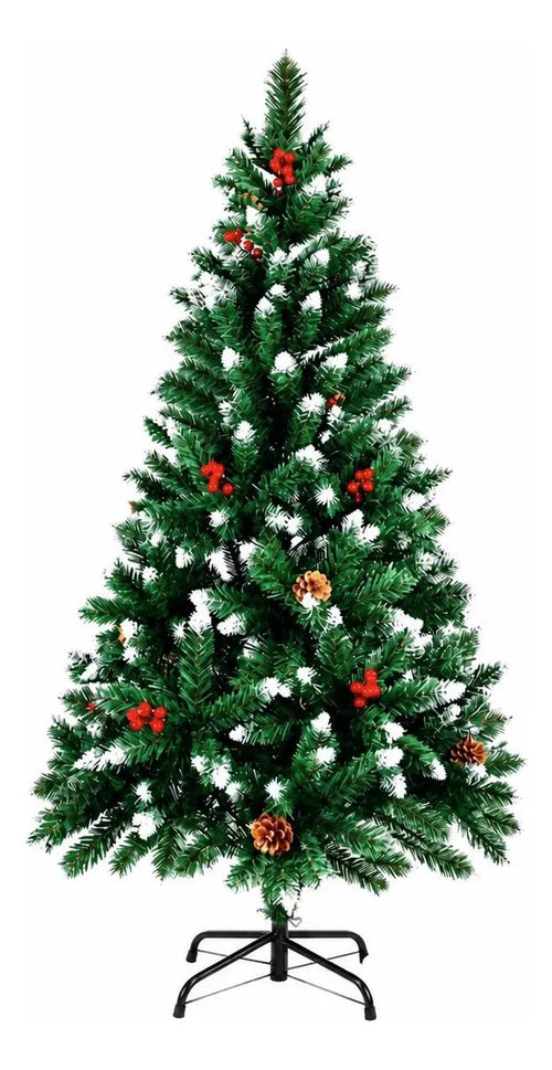 Árbol De Navidad Artificial Verde Con Efecto Nevado Piñas Y