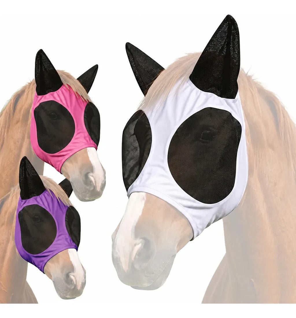 Máscara Antimoscas Para Caballo Con Cubreorejas 35 × 38 Cm Beige