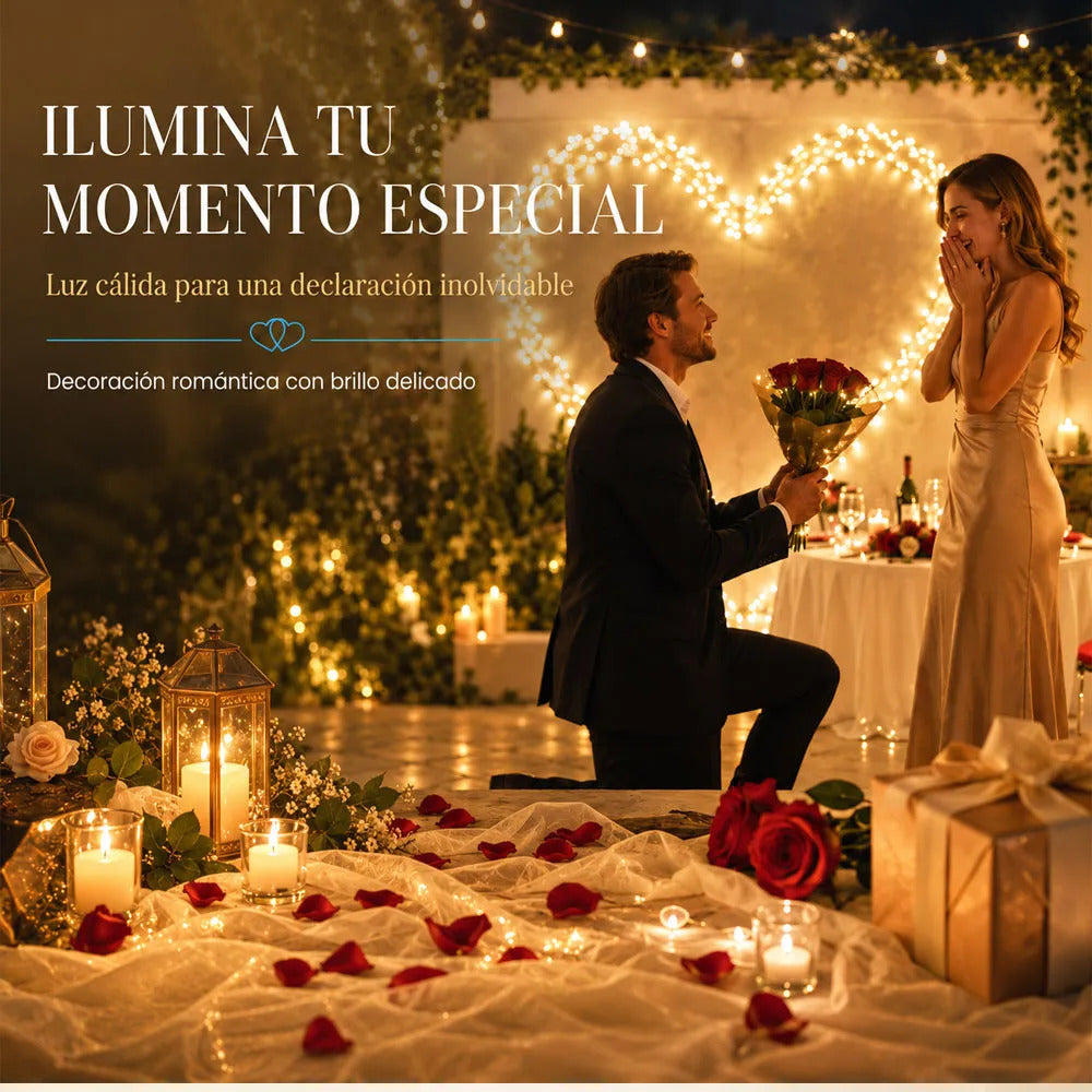 Serie de luces LED cálidas de 20 m con 600 LED y 8 modos plateado
