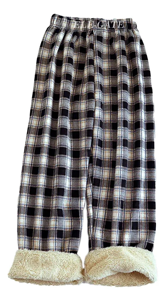 Pants a cuadros térmico con doble forro moda casual - azul azul M