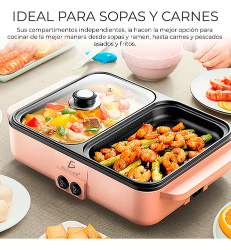 Parrilla Eléctrica Multifuncional Portátil 2 En 1 Cocina Y