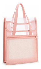 Bolsa Organizadora Transparente Con Asas Y Bolsillo Frontal Naranja