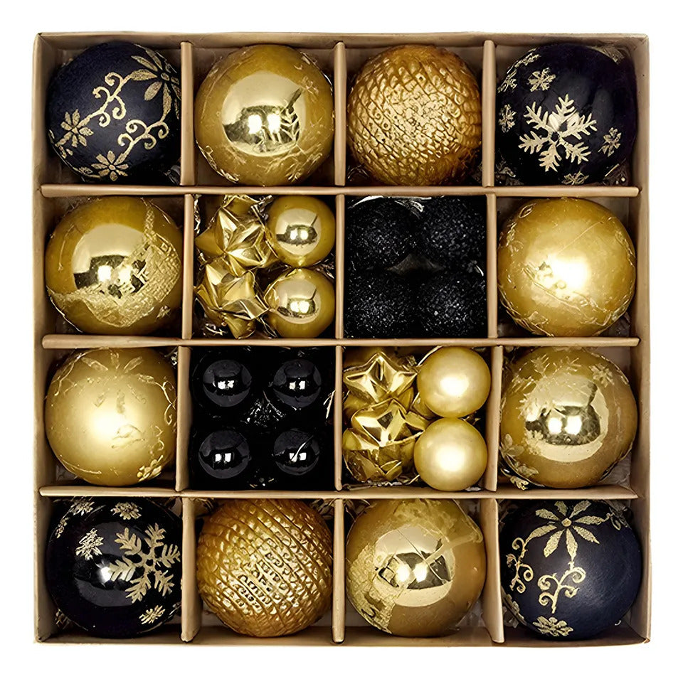 Set De 44 Esferas Navideñas Plásticas Tipo Cristal Con