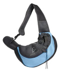 Bolso de hombro para mascotas con malla y cinta de azul