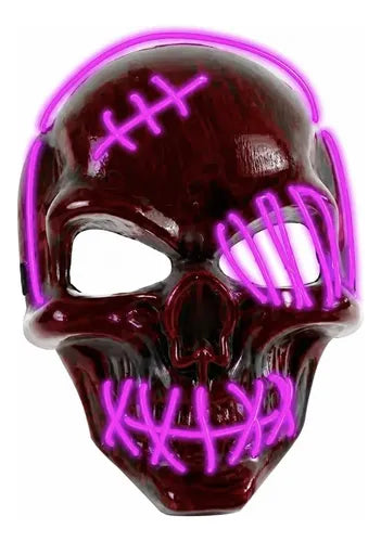Máscara De Calavera Con Luz Neón Super Brillante