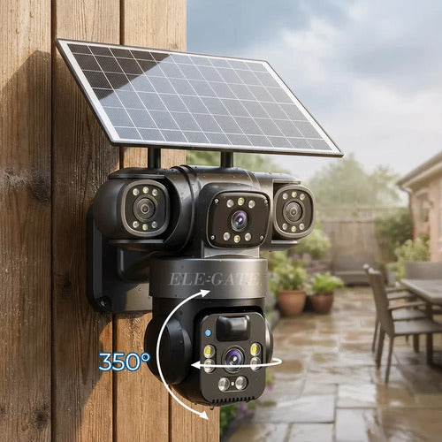 Cámara Solar Wifi Triple Lente 15mp 6k Seguridad Exterior