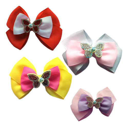 Par De Moños Estilo Coquete Con Broche Decorado Con