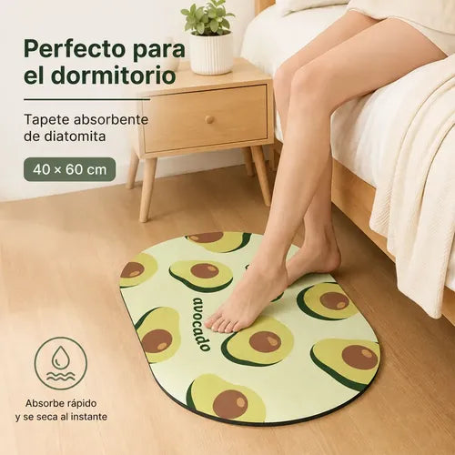 Tapete Absorbente 40 X 60 Cm Diseño Aguacate Secado Rápido