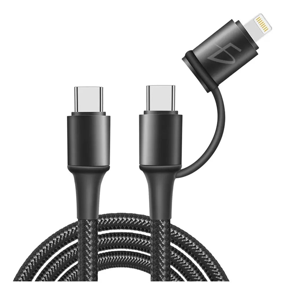 Cable de cordón entrelazado 1m tipo C 3A con adaptador