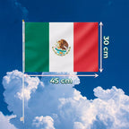 Bandera De México 30x45 Cm Tela Resistente Con Mástil De