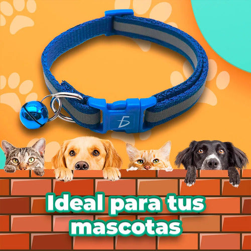 Collar Reflectante Con Campana Para Mascotas Rosa