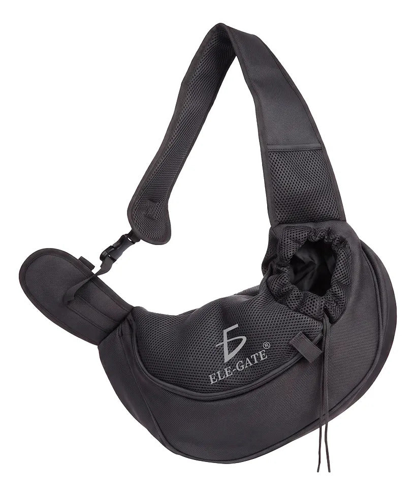 Bolso De Hombro Para Mascotas Con Malla Y Cinta De Negro