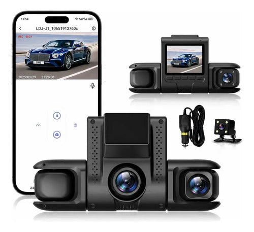 Cámara Para Auto 4 Canales 360° 1080p Hdr Dash Cam Frontal