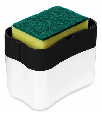 Dispensador De Jabón Con Fibra Para Cocina Líquido Gel Blanco Y Negro