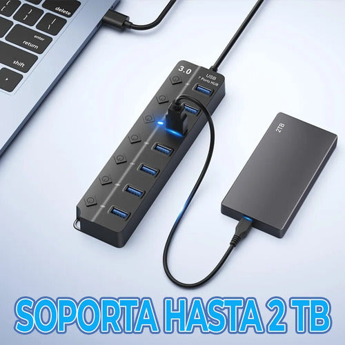 Hub Usb 3.0 De 7 Puertos Con Interruptores Individuales Con