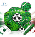 Paraguas plegable verde de fútbol con diseño graffiti y protección UV balón