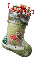 Bota Navideña Verde Con Diseño Navideño 43 Cm - Fes.43.2
