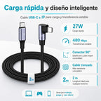 Cable Usb-c A Ip 90 De 2m Con Carga Rápida 27w