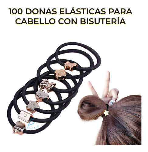 100 Ligas Donas Elásticas Para Cabello Con Bisutería
