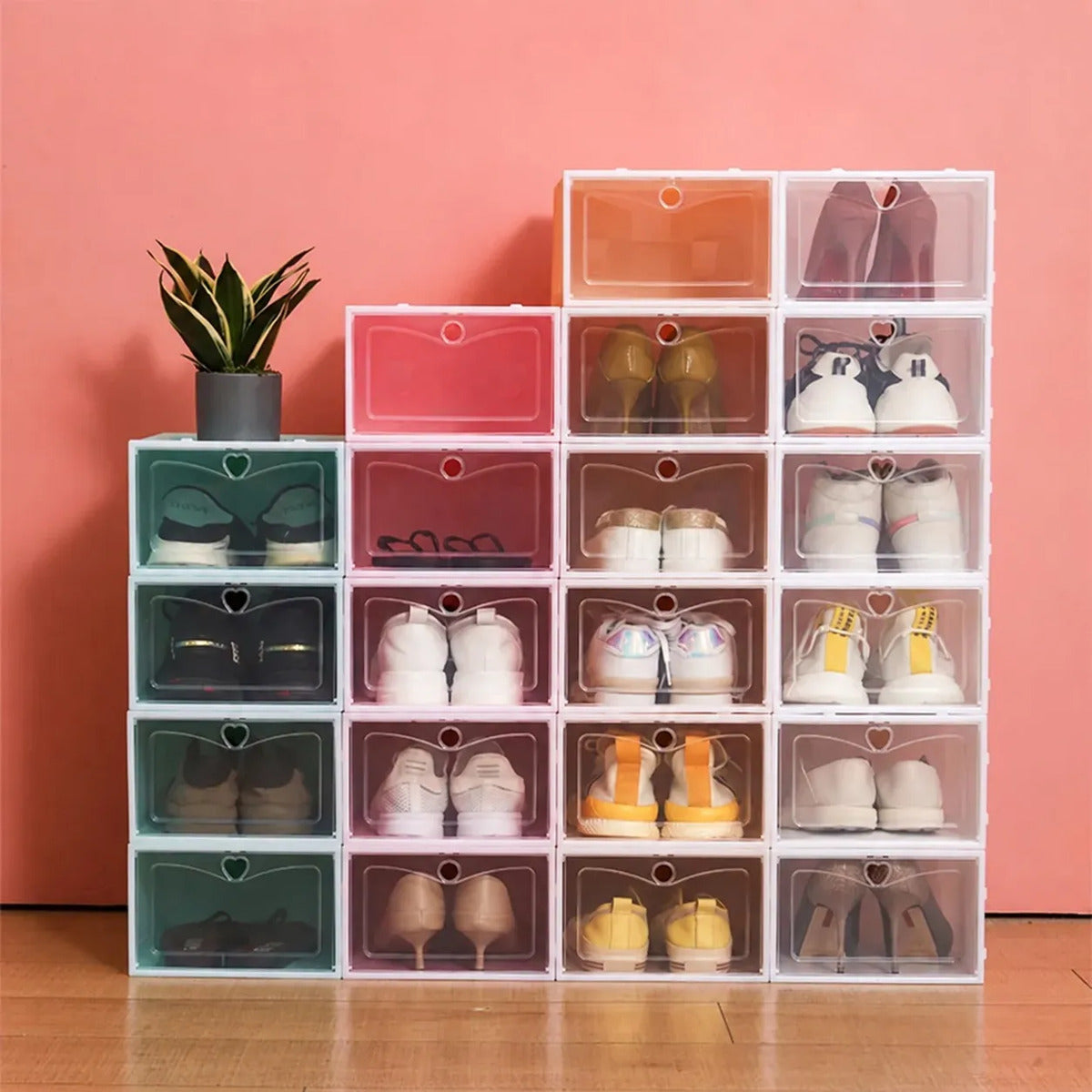 Kit De 6 Piezas Cajas Organizadoras De Zapatos Apilables Blanco