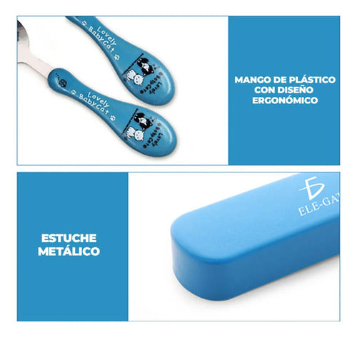 Set De Cubiertos De Acero Inoxidable Ideal Para Niños Verde