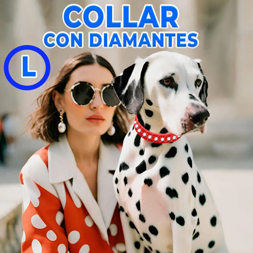 Collar Para Mascotas Grandes Ajustable Con Diamantes De