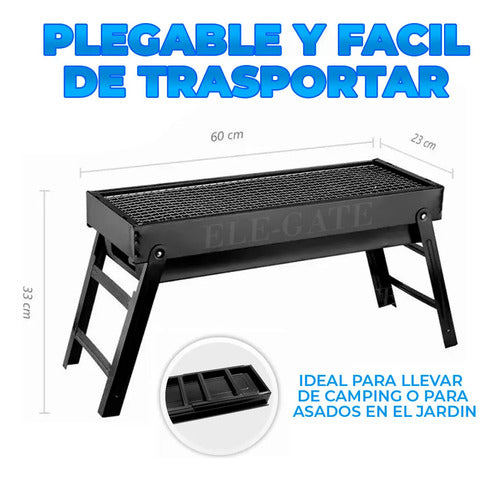 Parrilla De Carbón Portátil Plegable De 60 Cm Para Camping