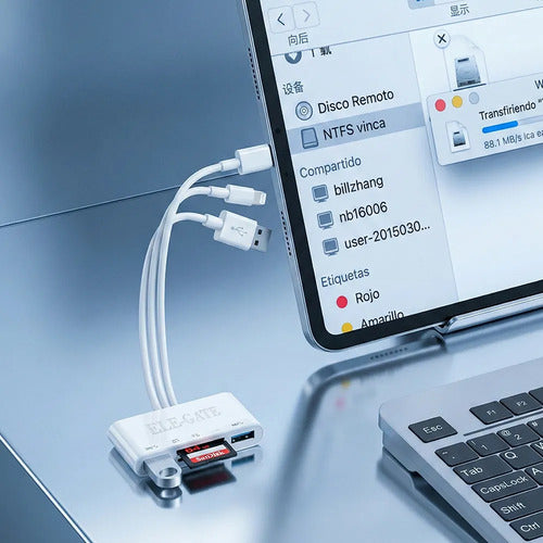 Lector De Tarjetas 5 En 1 Con Adaptador Otg Usb Usb-c Y
