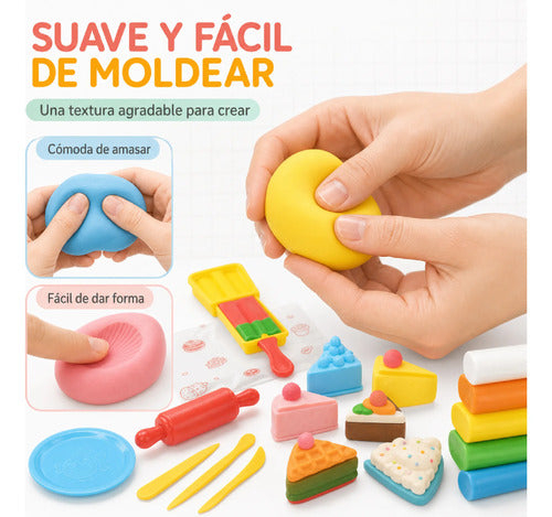 Kit De Plastilina De 6 Colores Con Moldes De Postres