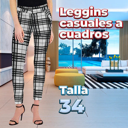 Leggins De Cuadros De Corte Alto Rojo M